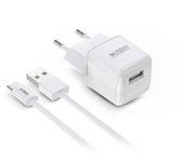 Cargador de red 12W + cable USB tipo A Powee White