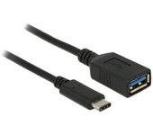 Cable USB DELOCK USB C/USB A 0.15 m Macho/Hembra Negro