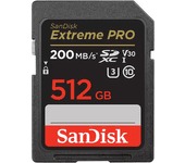 sandisk extreme pro 512gb sdxc memory card + 2 years rescuepro deluxe up to 200mb s   140mb s read write speeds, uhs-i, class 10, u3, v30