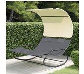 Double Rock Sunbed y Canopy Gris Crema