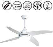 Ventilador 2xe27 Dc Klod Blanco 4 Asp.6 Vel.117d C/remoto