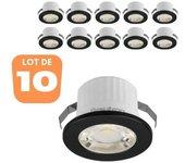 Lote de 10 mini focos led redondos negros 3w 3000k ip54