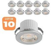 Lote de 10 mini focos led redondos plateados 3w 6500k ip54