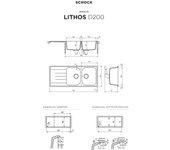 Fregadero cocina sintético 2 cubetas con desagüe cristalita lithos marrón d200 120 cm