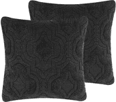 Beliani conjunto de 2 cojines de algodón gris oscuro con relieve 45 x 45 cm paika