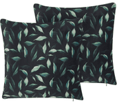 Beliani conjunto de 2 cojines de terciopelo verde/negro 45 x 45 cm toadflax