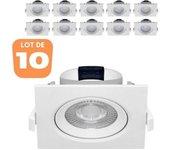 Juego de 10 focos led empotrables cuadrados blancos 5w ip20 6500k