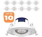 Lote de 10 focos led empotrables redondos blancos 5w ip20 3000k