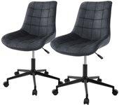 2x Silla de oficina, ergonómico de terciopelo negro con ruedas ML-DESIGN