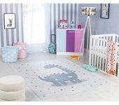 Surya Alfombra para niños lavable dinosaurio beige/gris 120x170