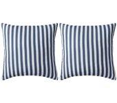 Striped Print 2 piezas Cojines de exterior 45x45 cm Azul