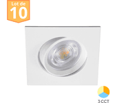 Lote de 10 focos led empotrables 3en1 cuadrado blanco 7w ip20