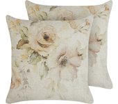 Beliani conjunto de 2 cojines motivo floral beige 45 x 45 cm zahriye