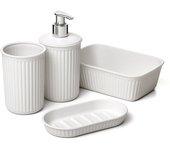 Tatay baobab - set organización baño de 4 piezas en plástico pp05. blanco pergamon