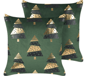 Beliani conjunto de 2 cojines de terciopelo verde 45 x 45 cm goldspruce