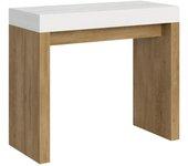 Consola extensible 90x40/196 cm roxell mix small tapa fresno blanco - patas roble natural