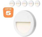 Lote de 5 focos led de pared vektab1 redondos blancos 3w 3000k ip65