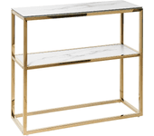 Beliani Consola de vidrio templado blanco dorado 80 x 30 cm