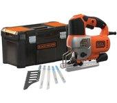 Sierra de calar pendular con cable 650 vatios - black+decker - 5 accesorios + caja de herramientas - bes610ka5-qs