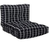 2 Unids Negro Pallet Almohadas Checkwork Tela