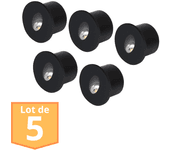 Lote de 5 spots led de pared redondos negros 3w 4000k