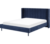 Cama doble BELIANI Villette terciopelo azul 205x222x115