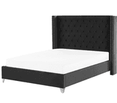 Cama doble BELIANI Lubbon terciopelo negro 189x215x142