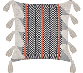 Beliani cojín de algodón gris/negro/blanco/naranja 45 x 45 cm bouvardia