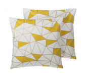 Beliani conjunto de 2 cojines de algodón blanco/amarillo/dorado 45 x 45 cm clarkia