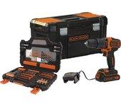 Taladro de impacto 18v en kit con maletín y accesorios black+decker bdchd