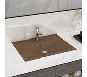 Vidaxl lavabo de lujo con grifo cerámica 60x46 cm crema mate