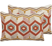 Beliani conjunto de 2 cojines de algodón beige/naranja bordado 40 x 60 cm majra