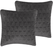 Beliani conjunto de 2 cojines de algodón gris oscuro con relieve 45 x 45 cm lalam