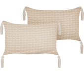 Beliani conjunto de 2 cojines beige claro 25 x 45 cm hakone