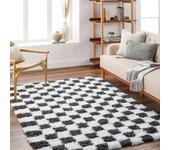 Surya alfombra shaggy moderna blanco/negro 160x220