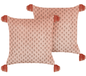 Beliani conjunto de 2 cojines de terciopelo rosa 45 x 45 cm rumhora