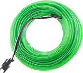 Cable electroluminiscente verde fuerte de 2.3mm en bobina 5m con pilas