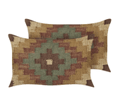 Beliani conjunto de 2 cojines de yute marrón/beige/verde 30 x 50 cm maguri