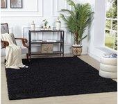 Surya alfombra shaggy moderna negro 160x220