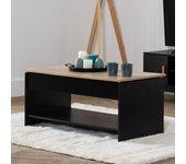 Mesa baja con tapa elevable negra y madera hedda