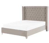 Cama de matrimonio BELIANI Lubbon terciopelo gris 152x215x142