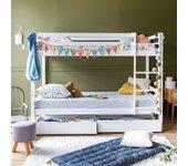 Litera infantil 190x90 cm blanca con cajones ambre