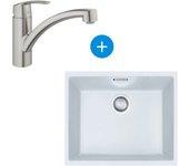 Franke set sirius fregadero bajo encimera 52,5x44 cm tectonite®, blanco ártico + mezclador monomando grohe supersteel (sid110-50b-dc1)