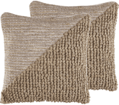 Beliani conjunto de 2 cojines de algodón/lana beige claro 45 x 45 cm aslanapa