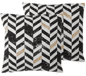 Beliani conjunto de 2 cojines decorativos a rayas negro/dorado 45x45 cm helconia