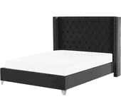 Cama doble BELIANI Lubbon terciopelo negro 209x215x142