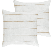 Beliani set de 2 cojines de lino blanco y beige 50 x 50 cm milas