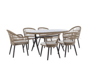 Beliani conjunto de comedor vidrio beige aliano ii