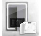 Espejo vertical de baño iluminado con pantalla táctil de 21,5 Báscula biométrica y sensor de piel 70x90cm