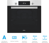 Horno multifunción edesa eoe-7040x capacidad 80l altura 59.5cm puerta cristal negra rejilla cromada bandeja 8 programas fácil limpieza color inox